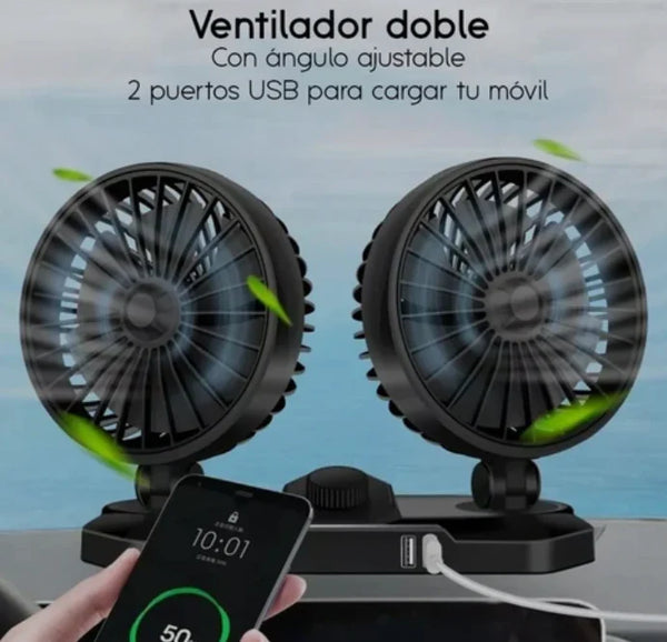 🚚 PAGO CONTRAENTREGA 🚚 VENTILADOR DOBLE - USB PARA AUTO + Envío Grátis